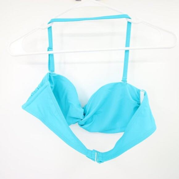 Lands End Aqua Blue Twist Bikini Top Strapless/Halter Wear 2 Ways Size S 6-8 NEW - Picture 4 of 4